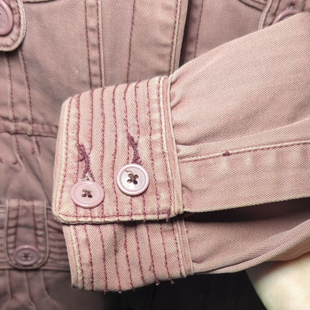 Mossimo Utility Jacket Dusty Pink Y2K 100% Cotton Pockets Short Women's Size S - Picture 5 of 9